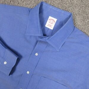Brooks Brothers Shirt Mens L 16.5 32 Blue Traditional Fit Office Dress Button Up